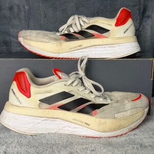 Adidas Adizero Boston 10 Womens Running Shoes White Red FY4080 Size 8